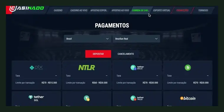 Casinado - tela inicial