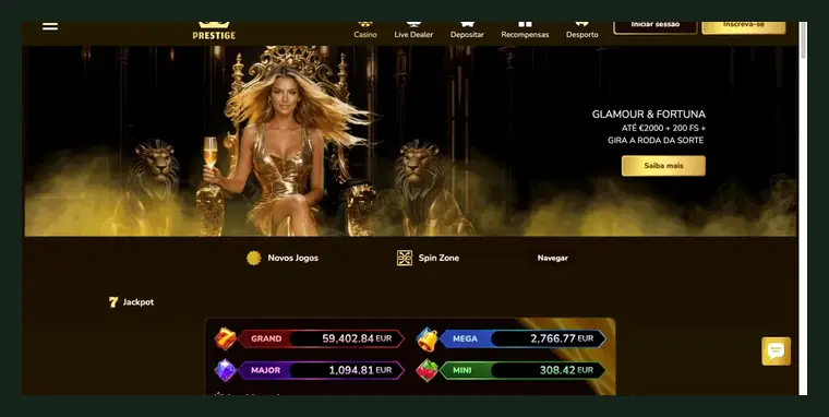 Prestige - tela inicial